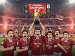 Selebrasi pemain Persepam Pamekasan angkat trofi juara Liga 4 Jawa Timur 2026