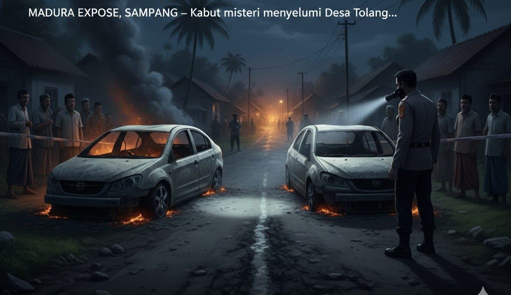 Kondisi dua unit mobil warga Banyuates pasca kebakaran misterius pada Minggu dini hari.