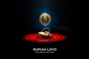 Ilustrasi krisis ekonomi global yang menggambarkan Rupiah loyo tenggelam dalam pusaran inflasi di bawah tekanan koin Dolar AS yang perkasa.