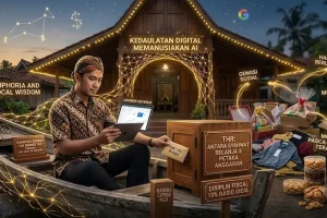 Infografis manajemen anggaran THR 2026 untuk menghindari pemborosan lebaran di Kampung Gemini.