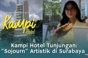 Eksterior modern Kampi Hotel Tunjungan di pusat kota Surabaya dekat Tunjungan Plaza, destinasi staycation Voyage Lifestyle.